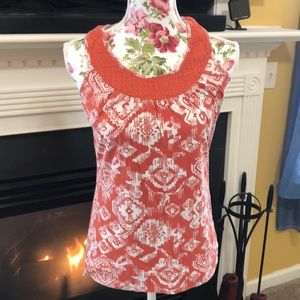 Style & Co Orange and White Top